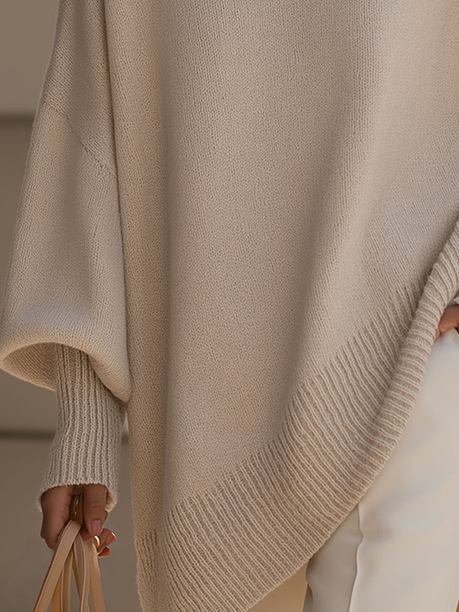 Women's Wool Cashmere Blend Jumper – Oversized, Longline Hem