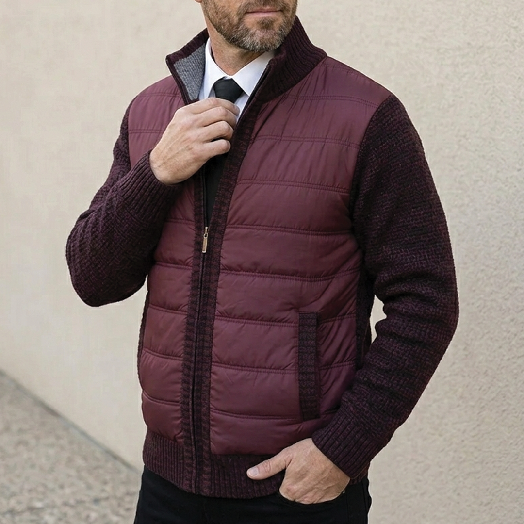 Men's Zip Cardigan – Ribbed Knit, Regular Fit