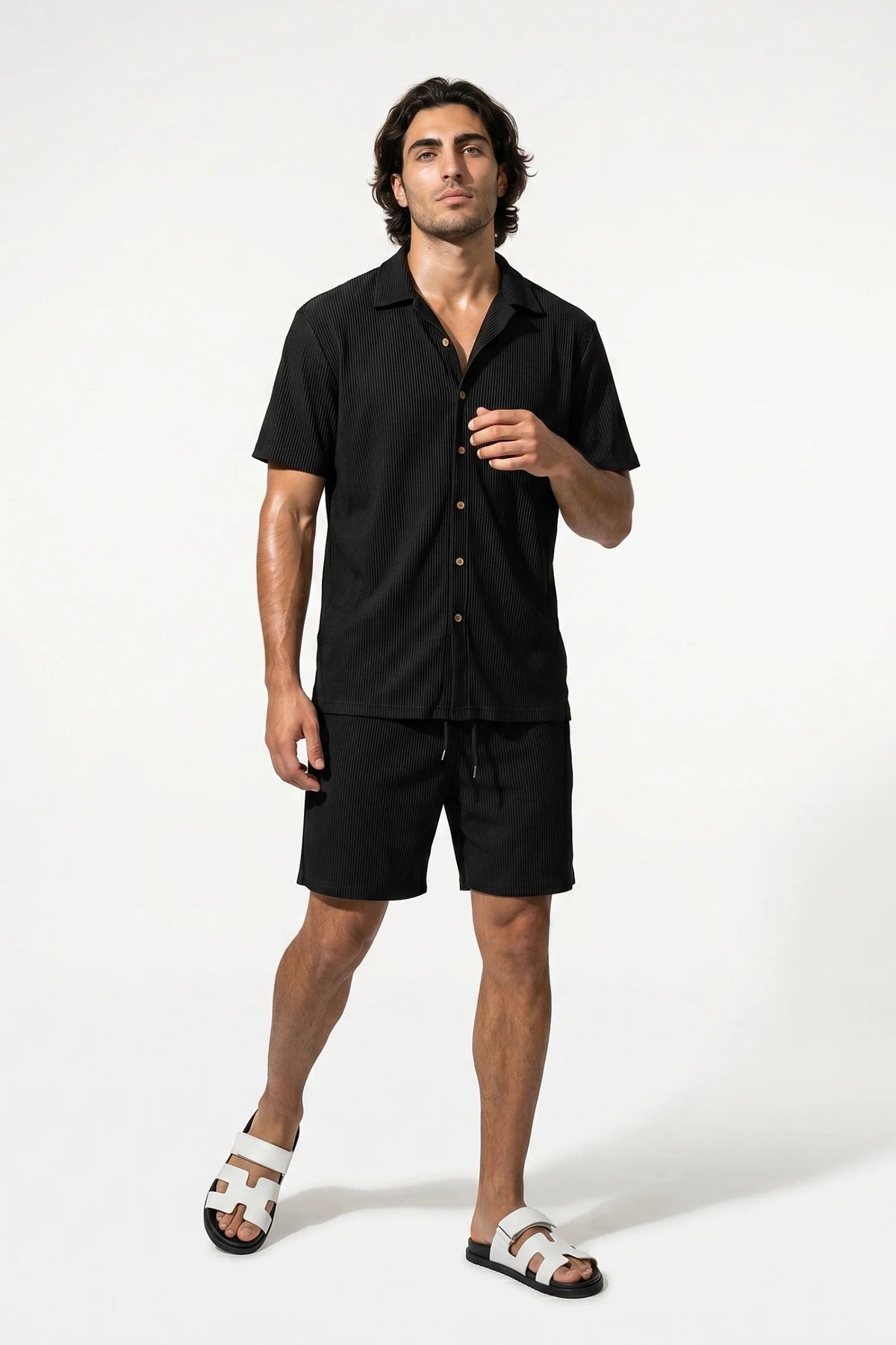 Men's Linen Look Shirt & Shorts Set – Relaxed Summer Fit