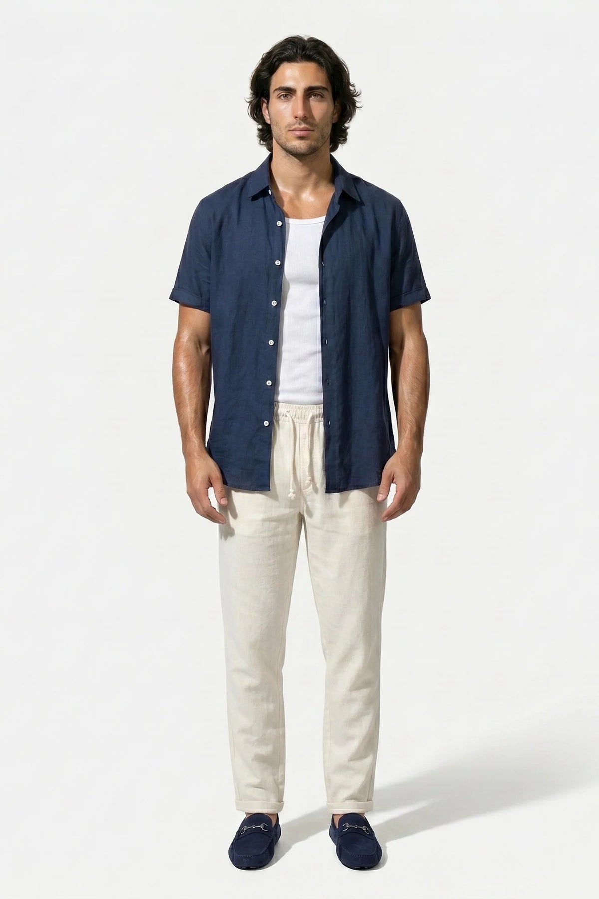 Men's Linen Look Shirt & Trousers Set – Relaxed Summer Fit