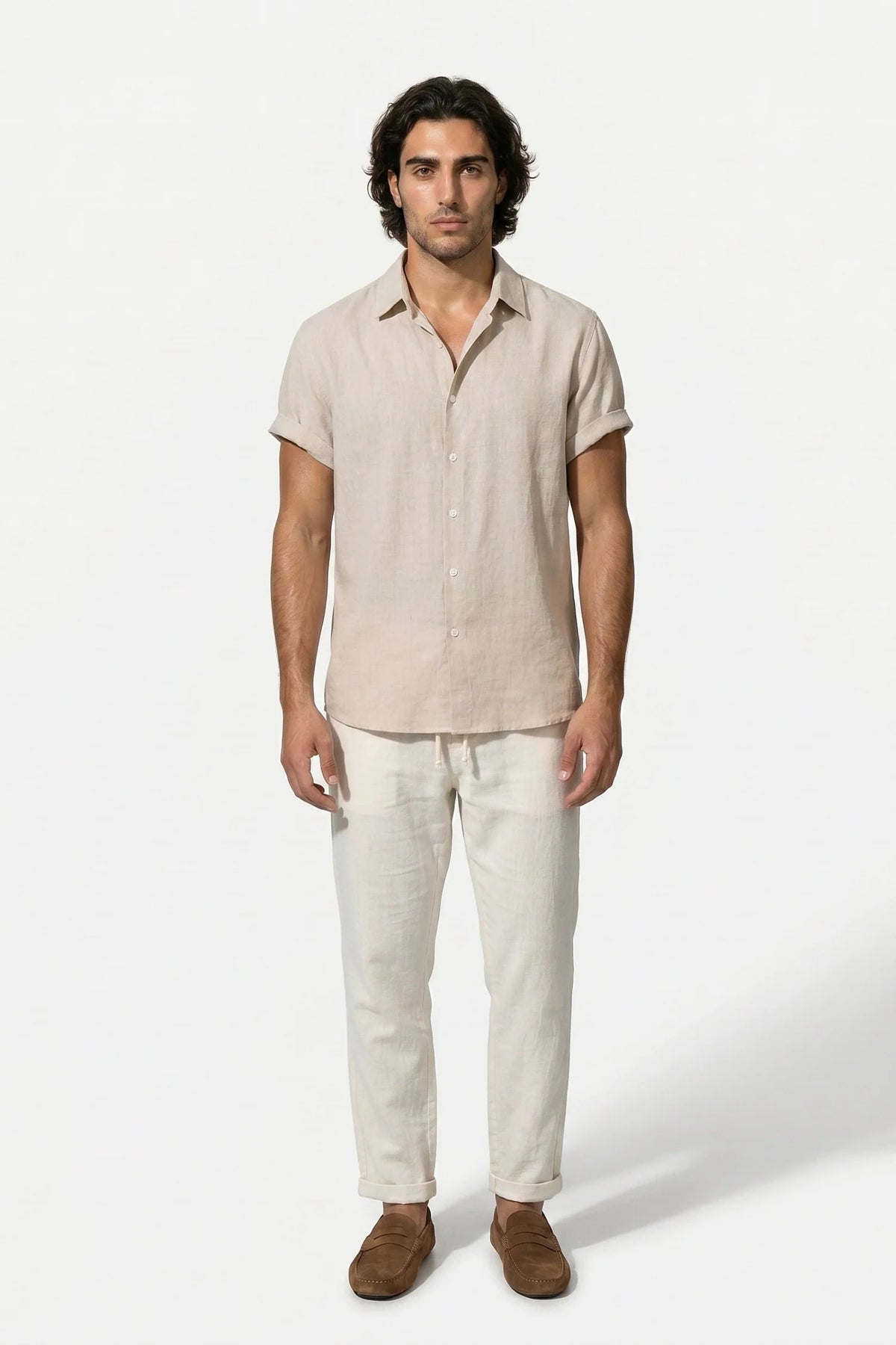 Men's Linen Look Shirt & Trousers Set – Relaxed Summer Fit