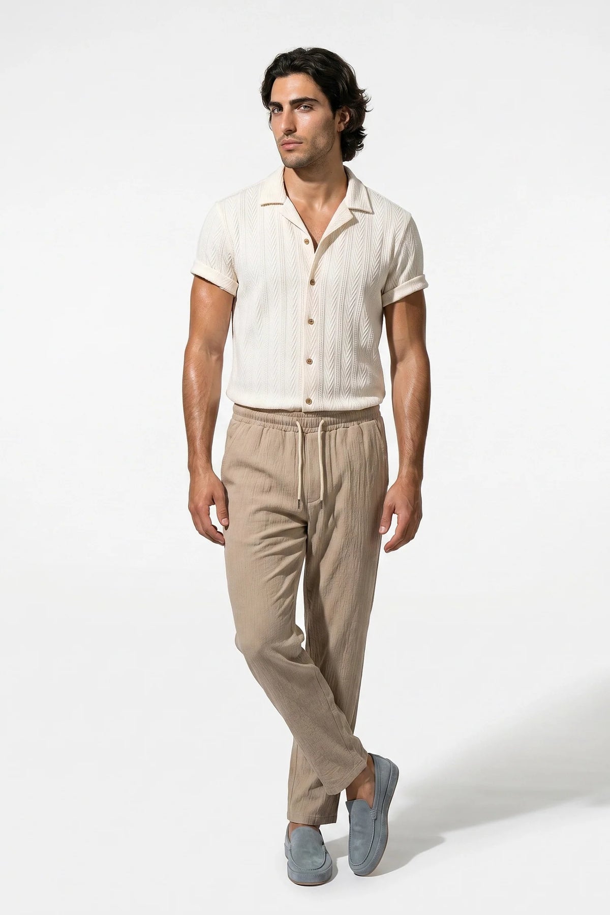 Men's Linen Look Co-ord Set – Shirt & Trousers, Tailored Fit