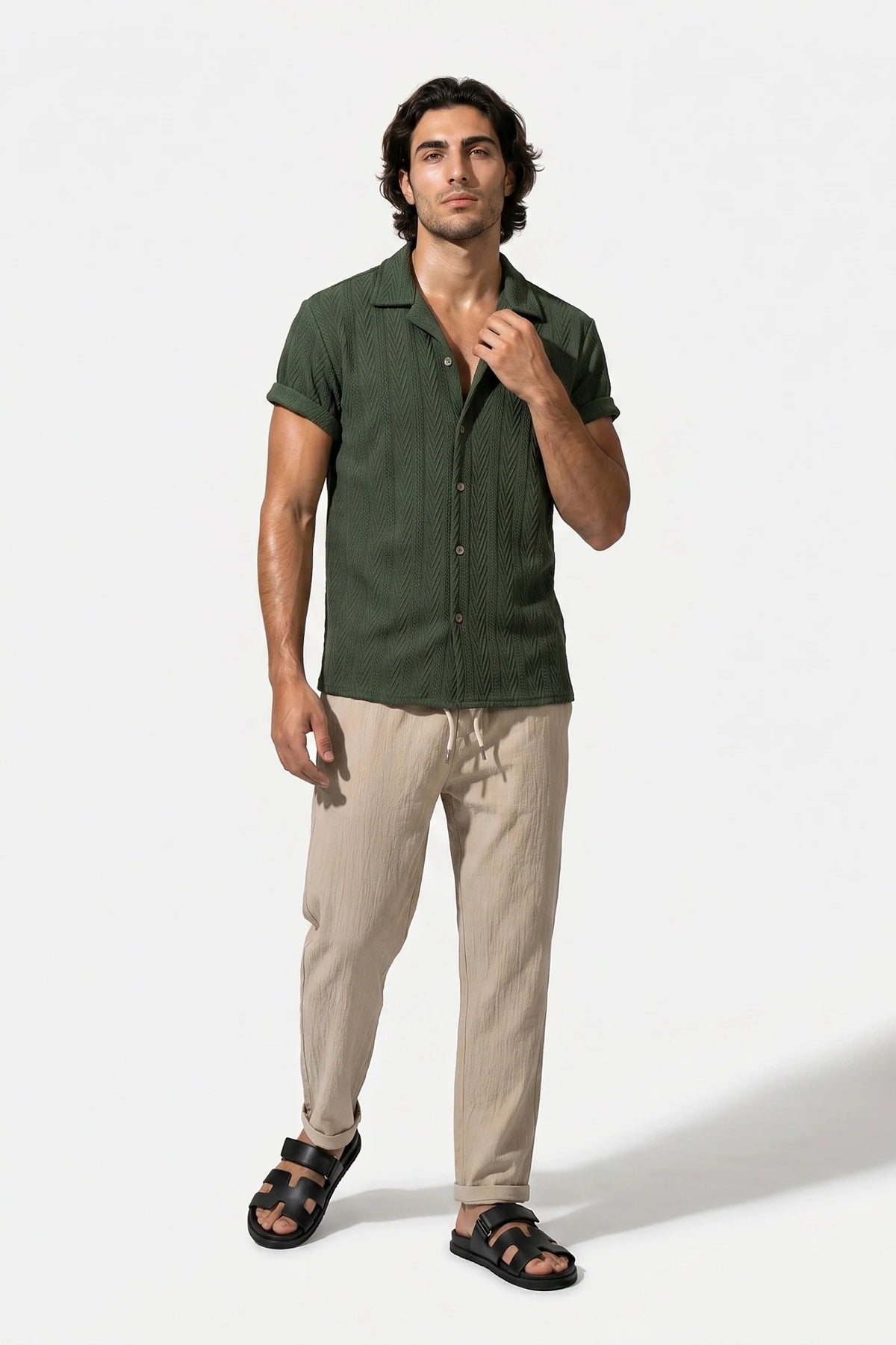 Men's Linen Look Co-ord Set – Shirt & Trousers, Tailored Fit