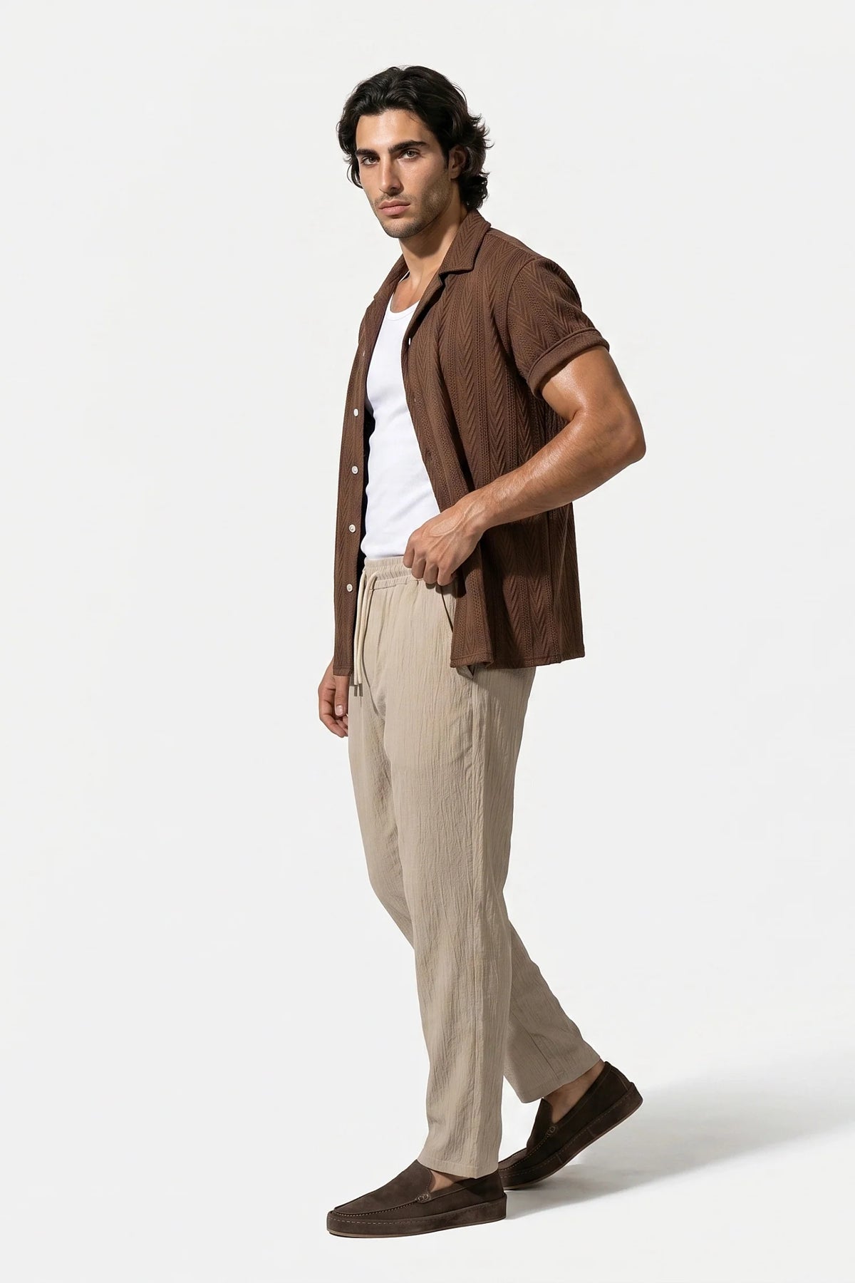 Men's Linen Look Co-ord Set – Shirt & Trousers, Tailored Fit