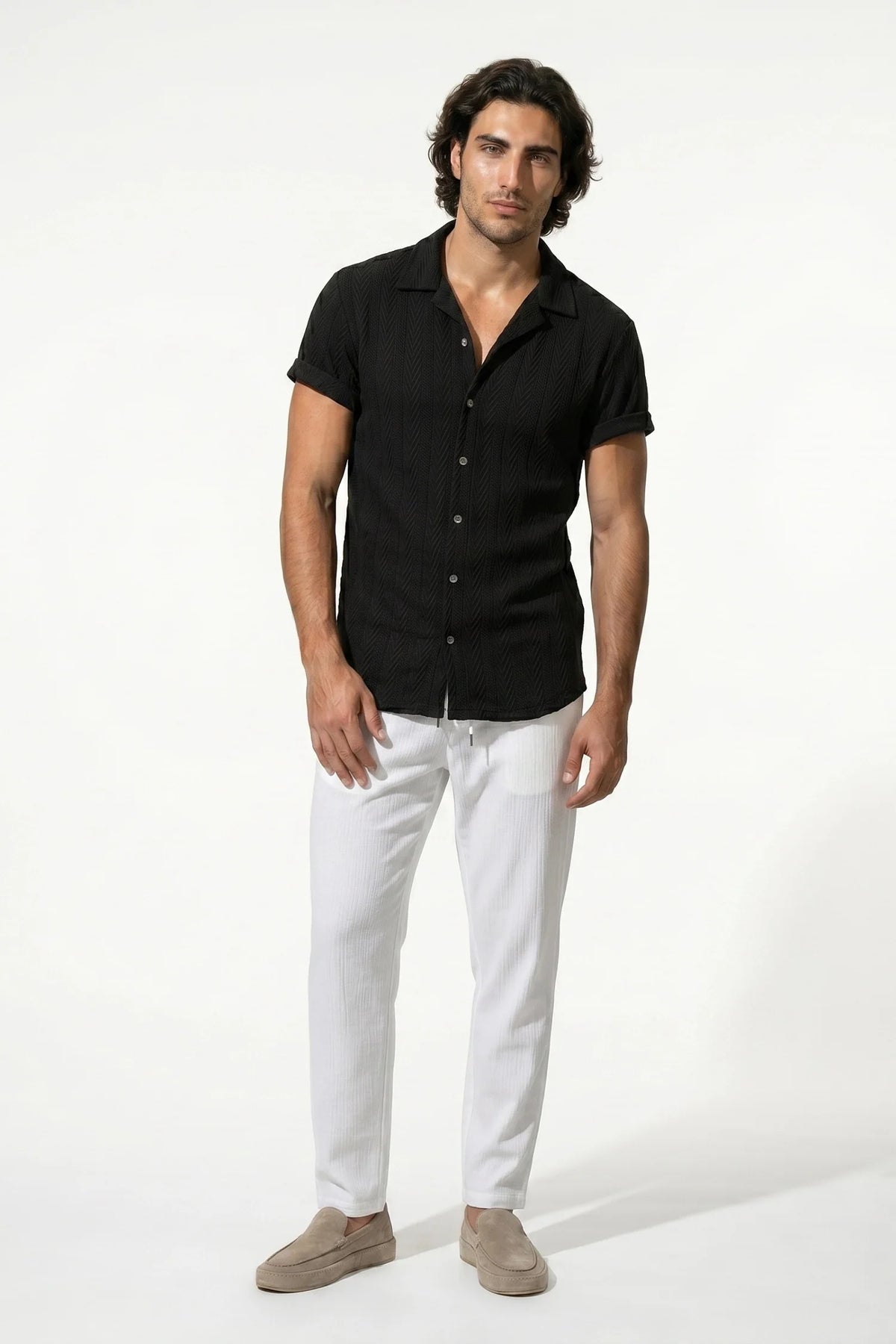 Men's Linen Look Co-ord Set – Shirt & Trousers, Tailored Fit