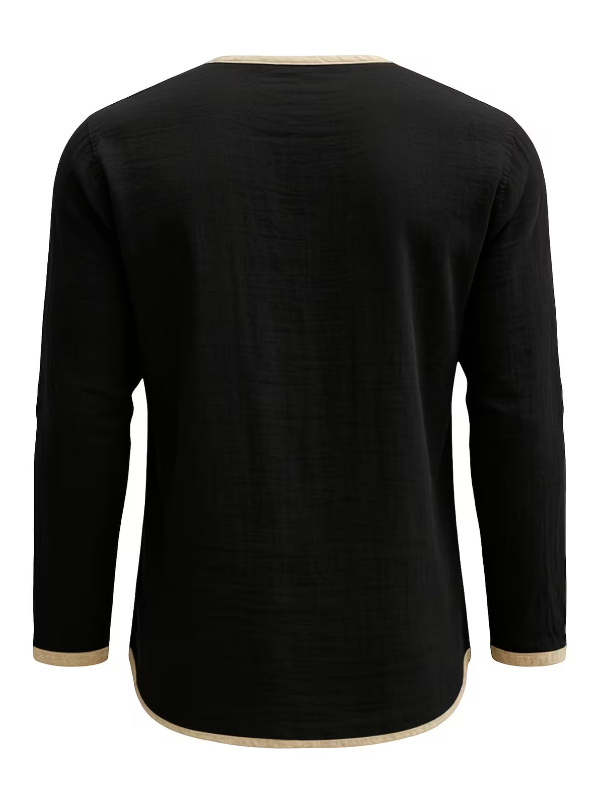 Men's Linen Shirt – Stand Collar, Long Sleeve, Relaxed Fit