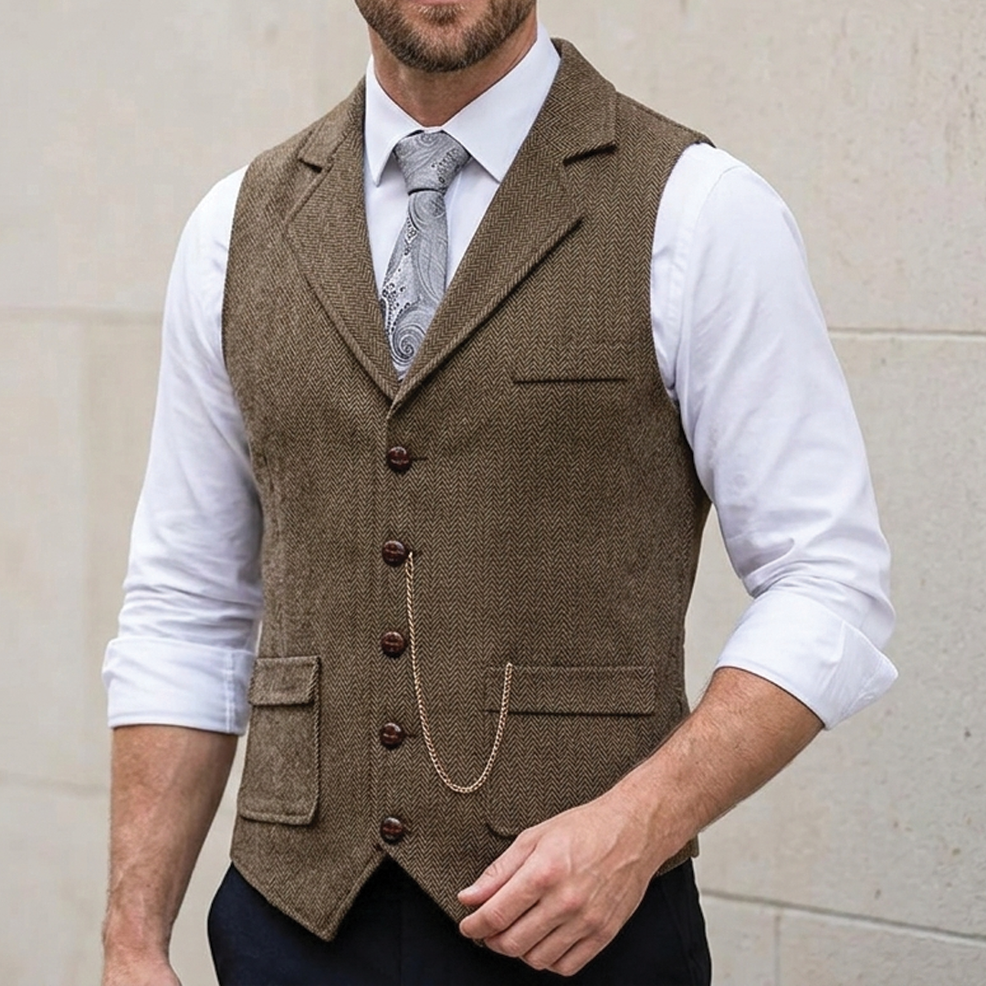 Men's Retro Waistcoat – Lapel Collar, Tailored Fit