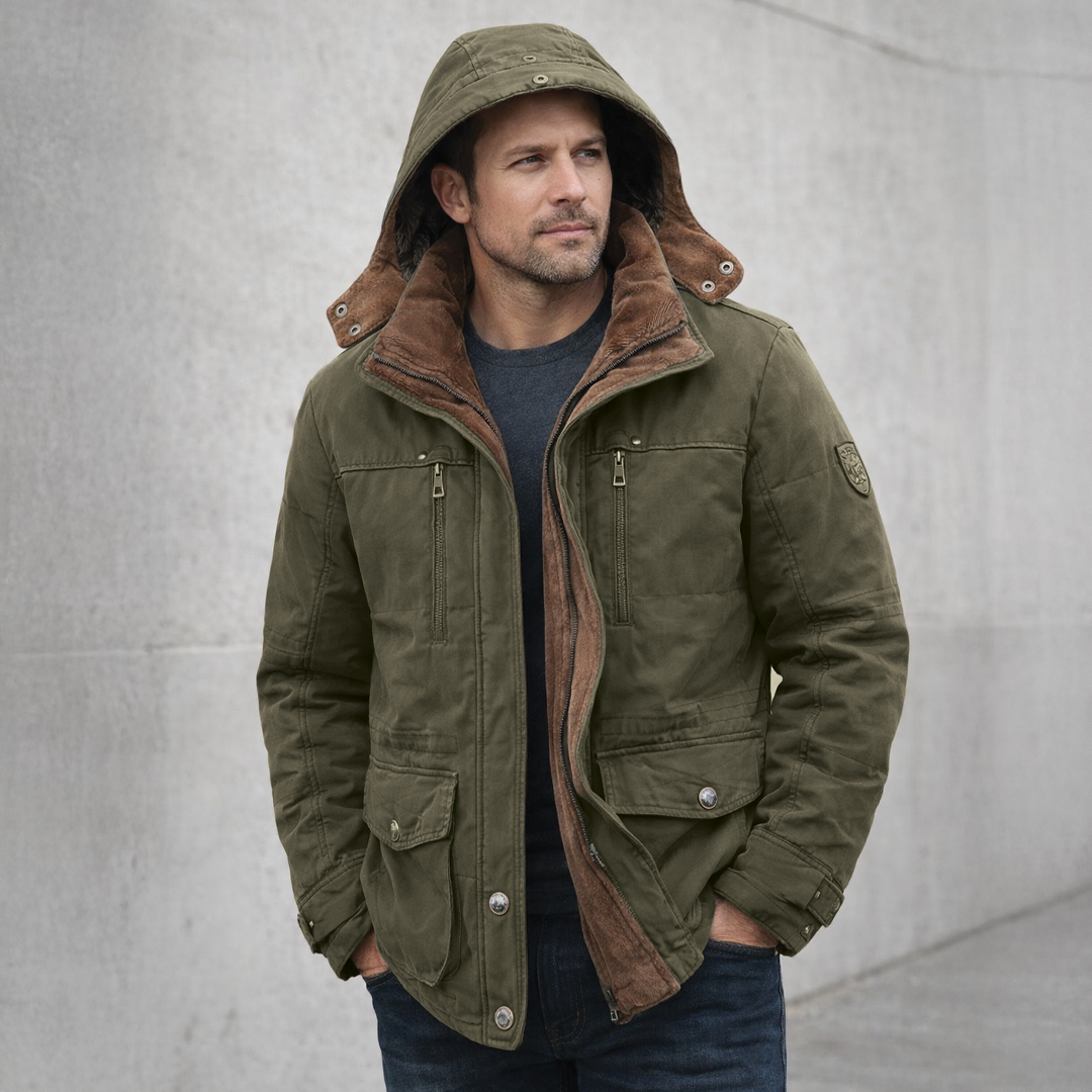 Men's Waterproof Winter Jacket – Hooded, Fleece Lined