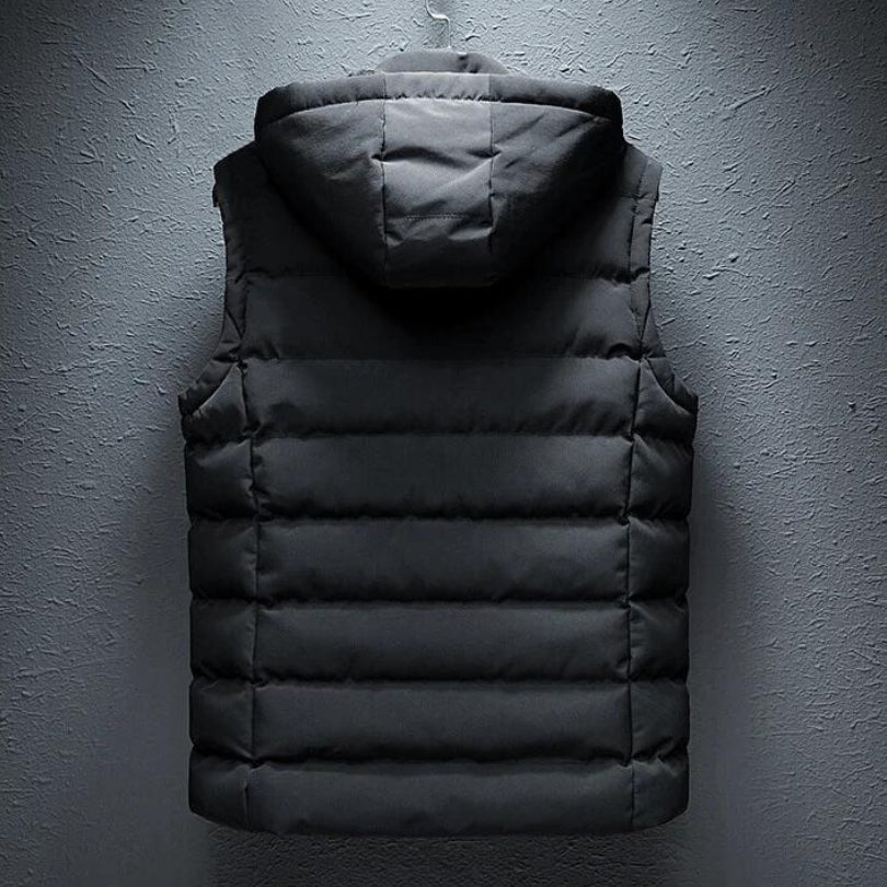 Men's Hooded Puffer Gilet – Insulated Bodywarmer, Full Zip