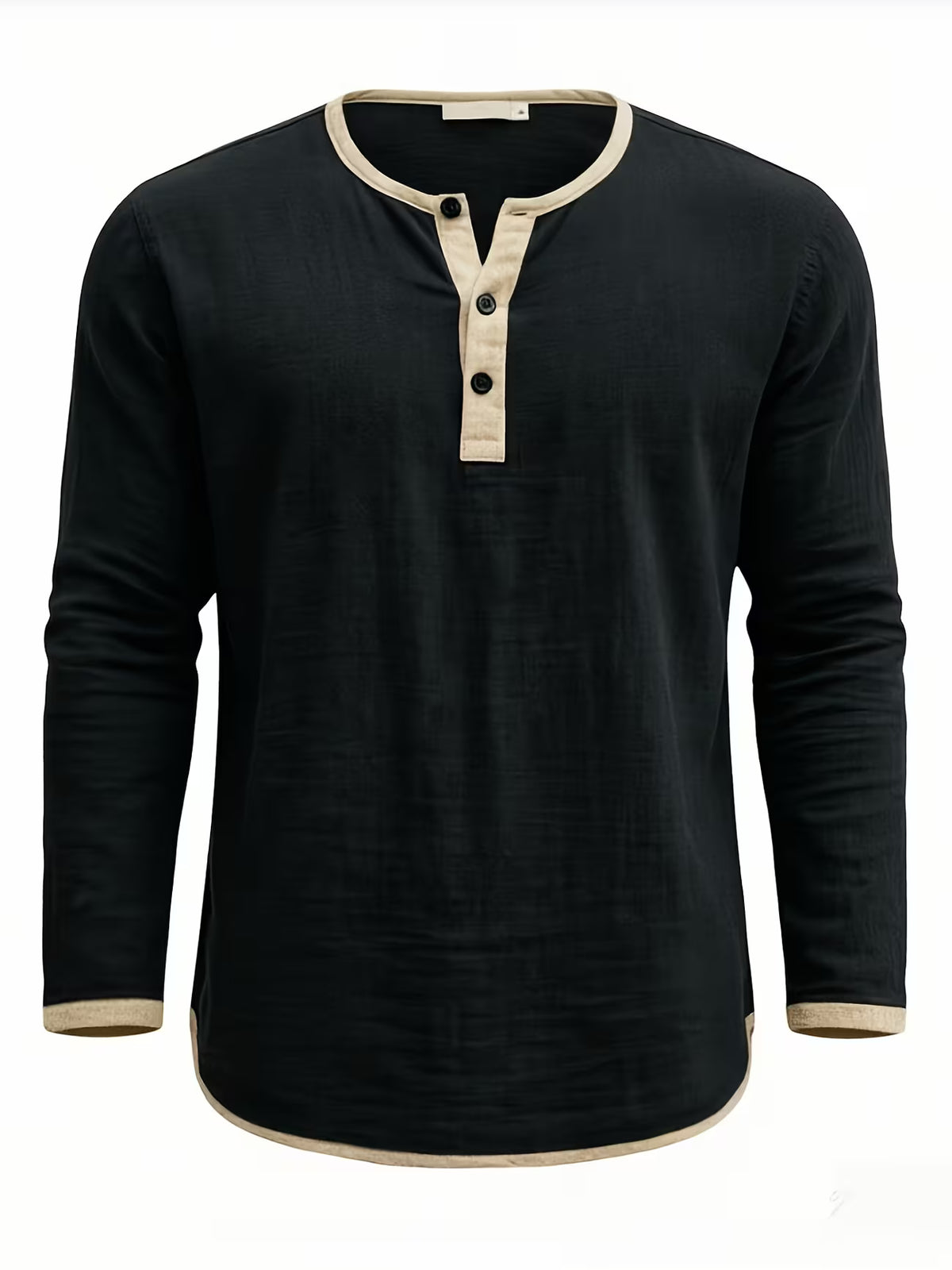 Men's Linen Shirt – Stand Collar, Long Sleeve, Relaxed Fit