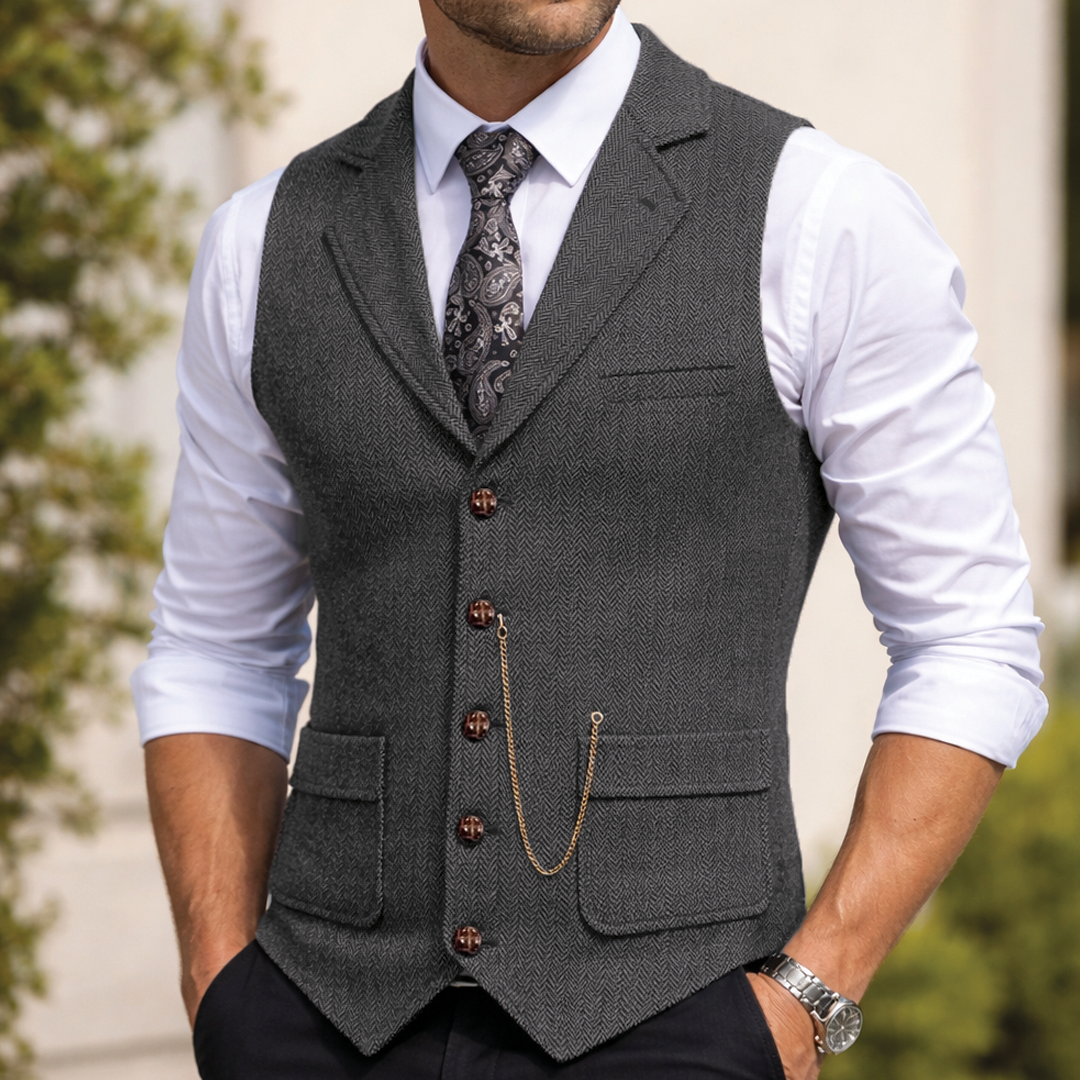 Men's Retro Waistcoat – Lapel Collar, Tailored Fit