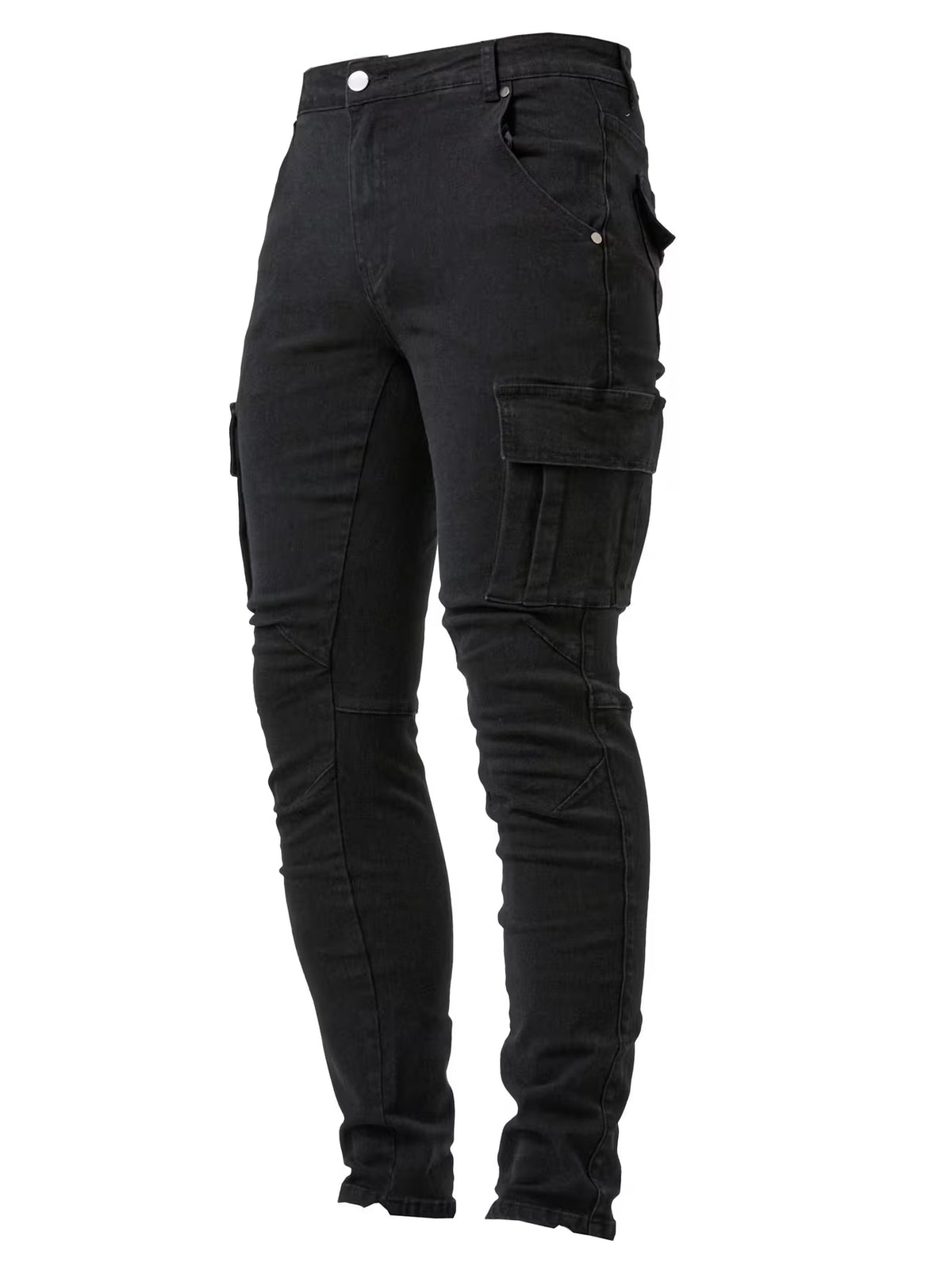 Men's Stretch Denim Cargo Trousers – Utility Style, Streamlined Fit