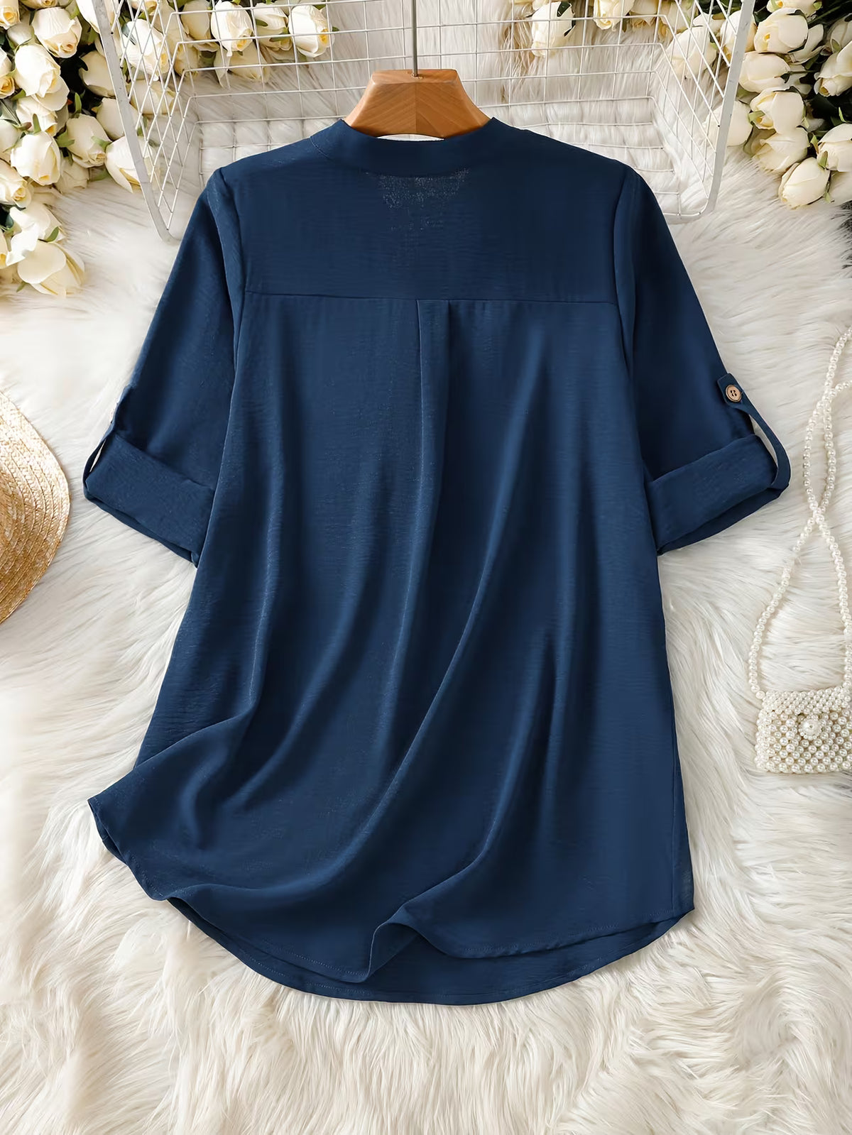 Women's Short Sleeve Shirt – Relaxed Fit, Solid Colour