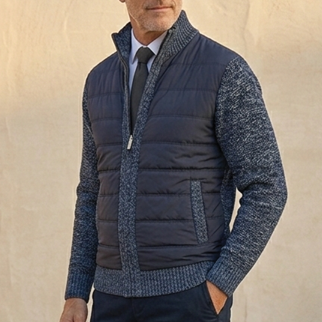Men's Zip Cardigan – Ribbed Knit, Regular Fit