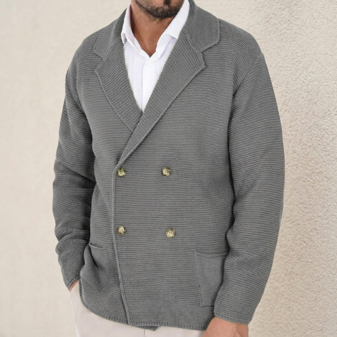 Men's Double Breasted Cardigan – Knitted, Slim Fit