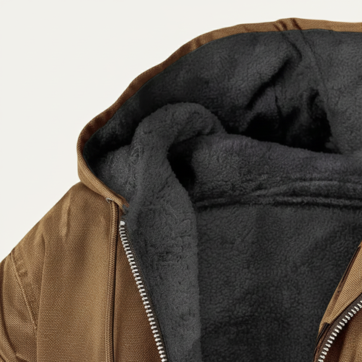 Men's Fleece Lined Hooded Jacket – Full Zip, Relaxed Fit