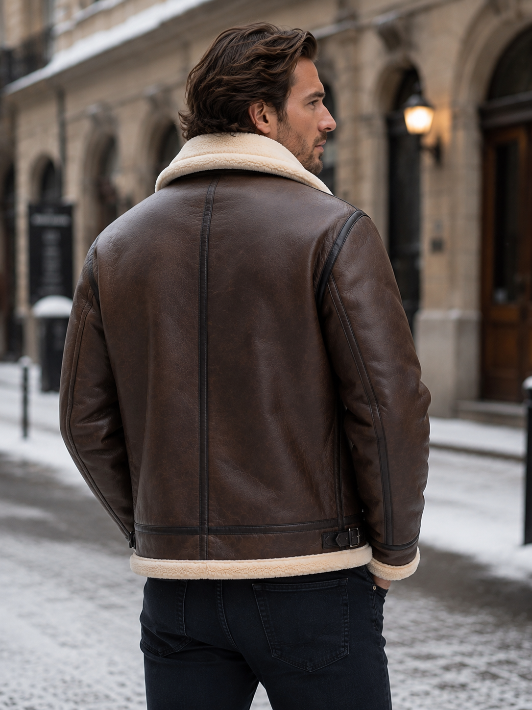 Men's Aviator Jacket – Leather-Look, Faux Shearling Lined
