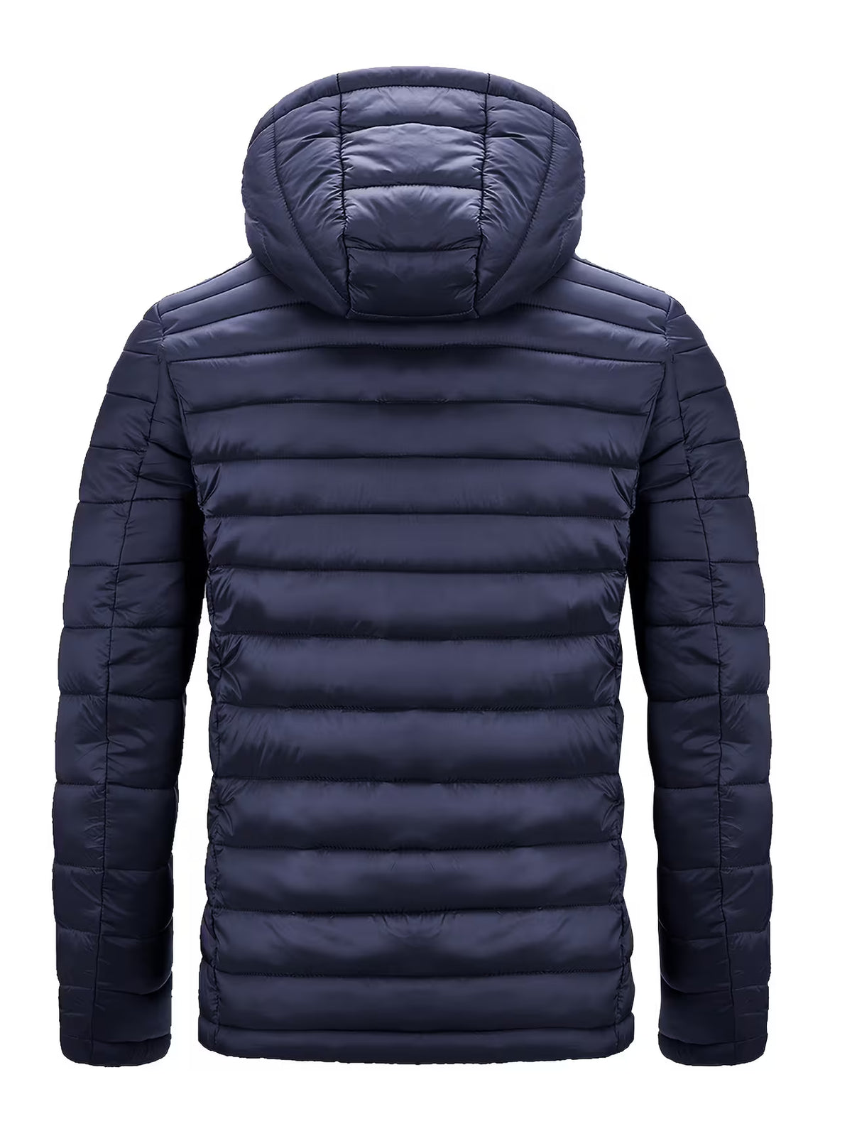 Men's Hooded Quilted Coat – Padded Winter Jacket, Zip Front