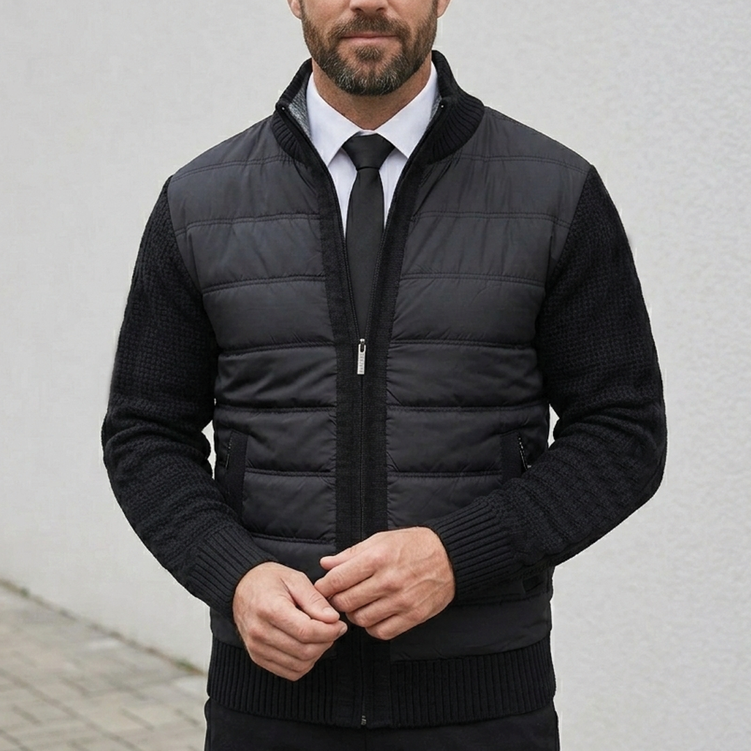 Men's Zip Cardigan – Ribbed Knit, Regular Fit
