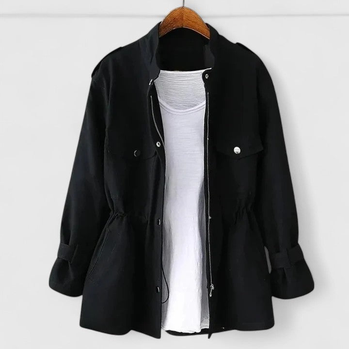 Women's Double Breasted Coat – Belted Longline, Wool Look