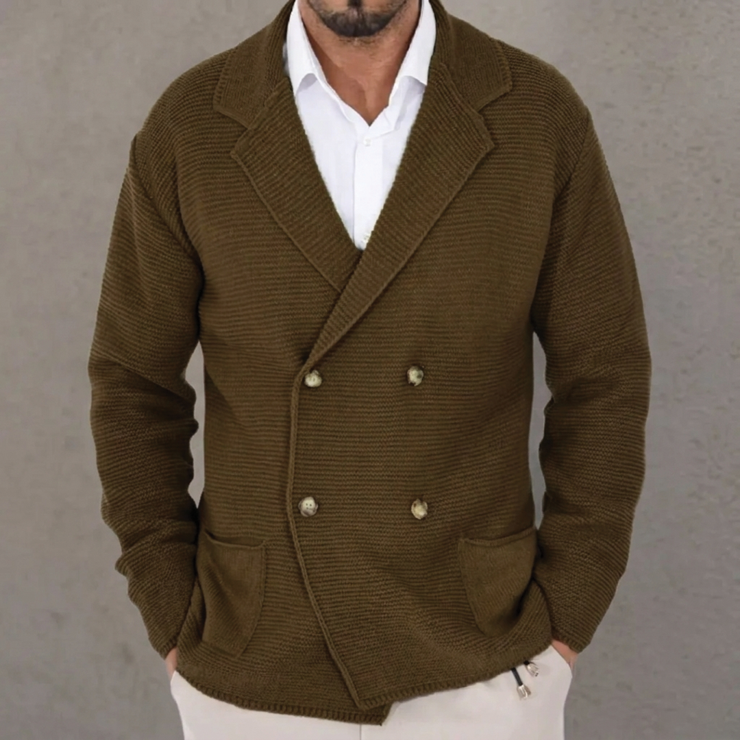 Men's Double Breasted Cardigan – Knitted, Slim Fit
