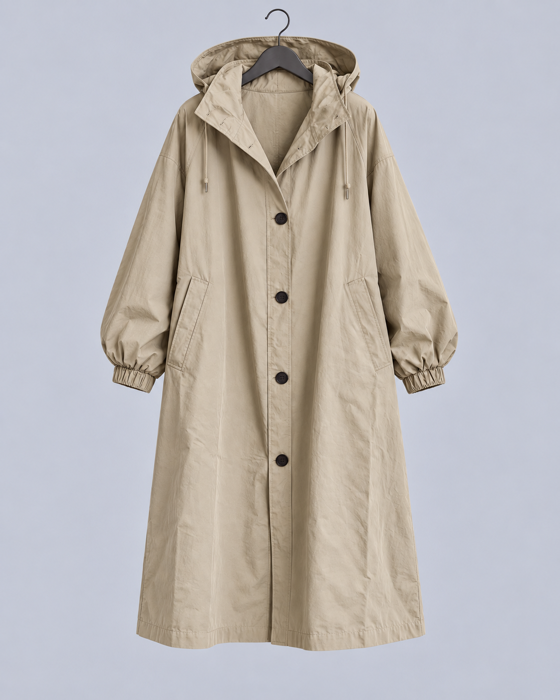 Women's Lightweight Synthetic Longline Trenchcoat| Elegant Packable Hooded Overcoat
