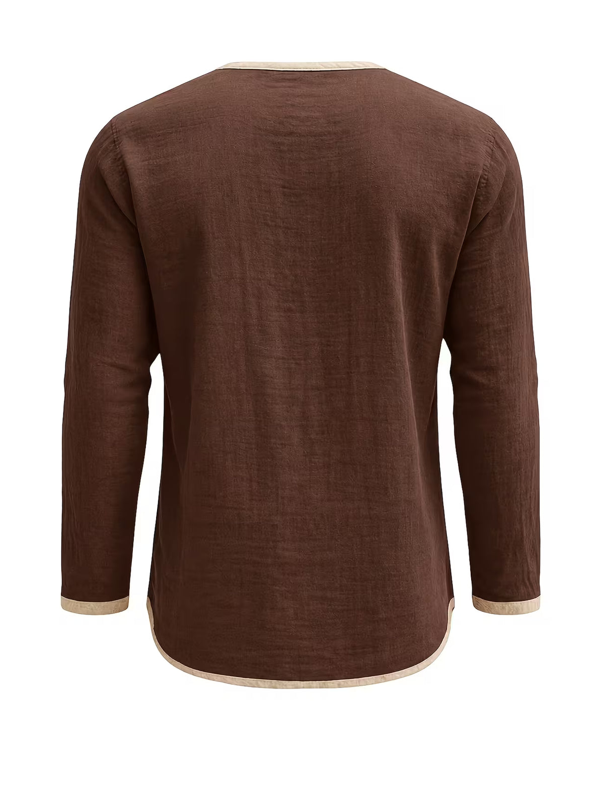 Men's Linen Shirt – Stand Collar, Long Sleeve, Relaxed Fit