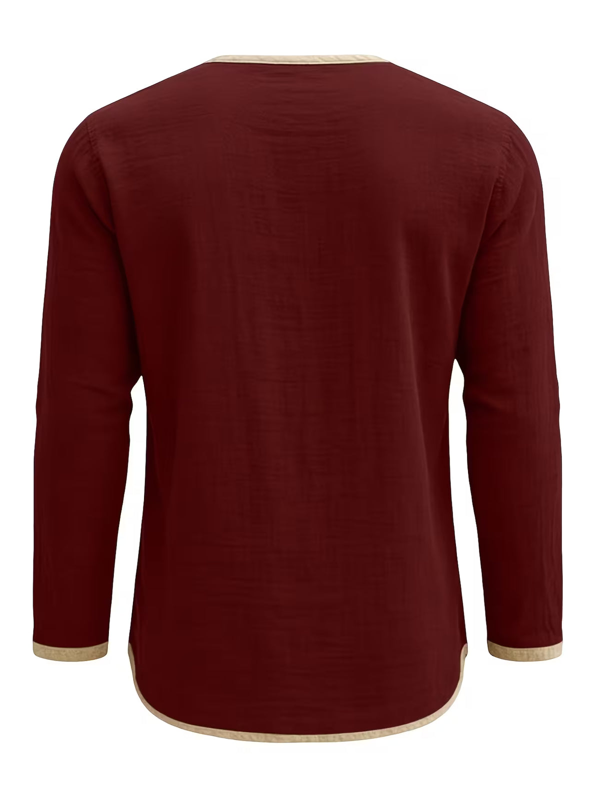 Men's Linen Shirt – Stand Collar, Long Sleeve, Relaxed Fit