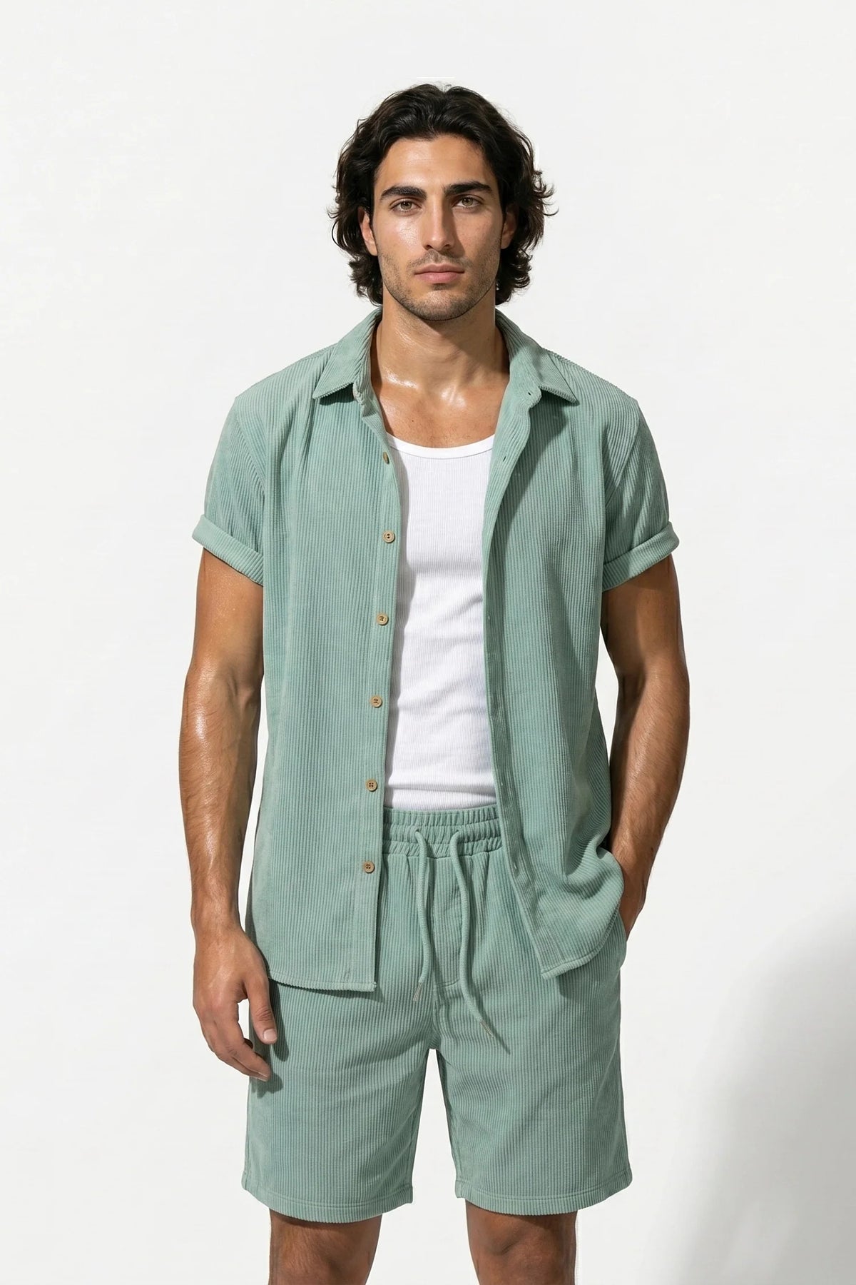 Men's Linen Look Shirt & Shorts Set – Relaxed Summer Fit