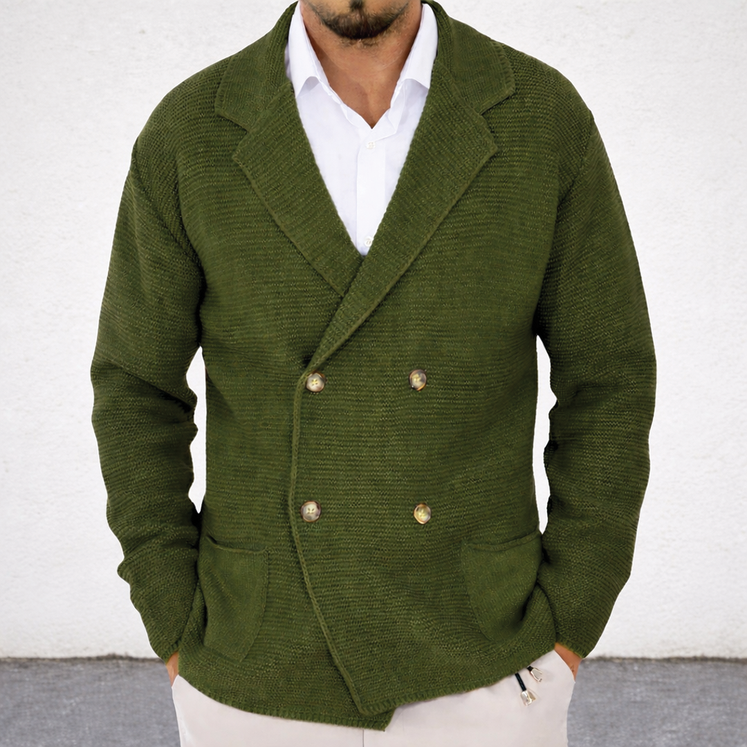 Men's Double Breasted Cardigan – Knitted, Slim Fit