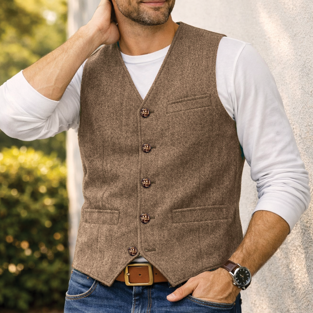 Men's Denim Gilet – Slim Fit, Button Front