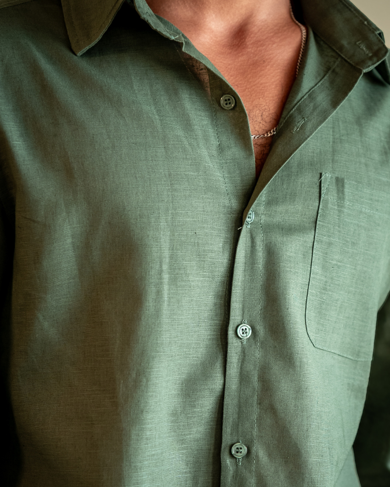 Men's 100% Linen Shirt – Long Sleeve, Regular Fit