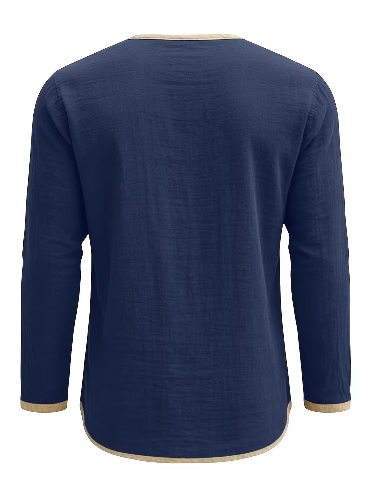 Men's Linen Shirt – Stand Collar, Long Sleeve, Relaxed Fit