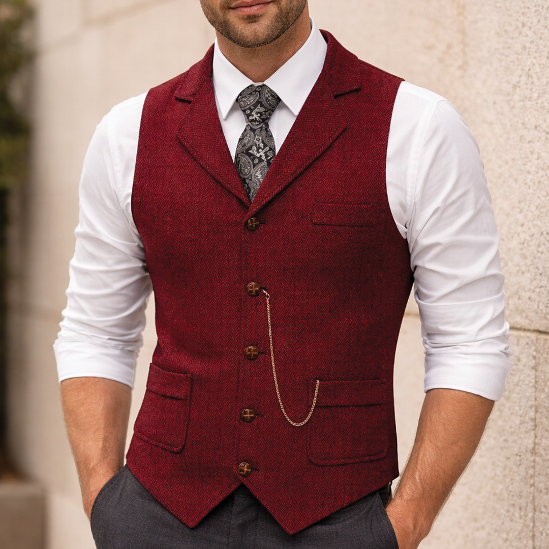 Men's Retro Waistcoat – Lapel Collar, Tailored Fit