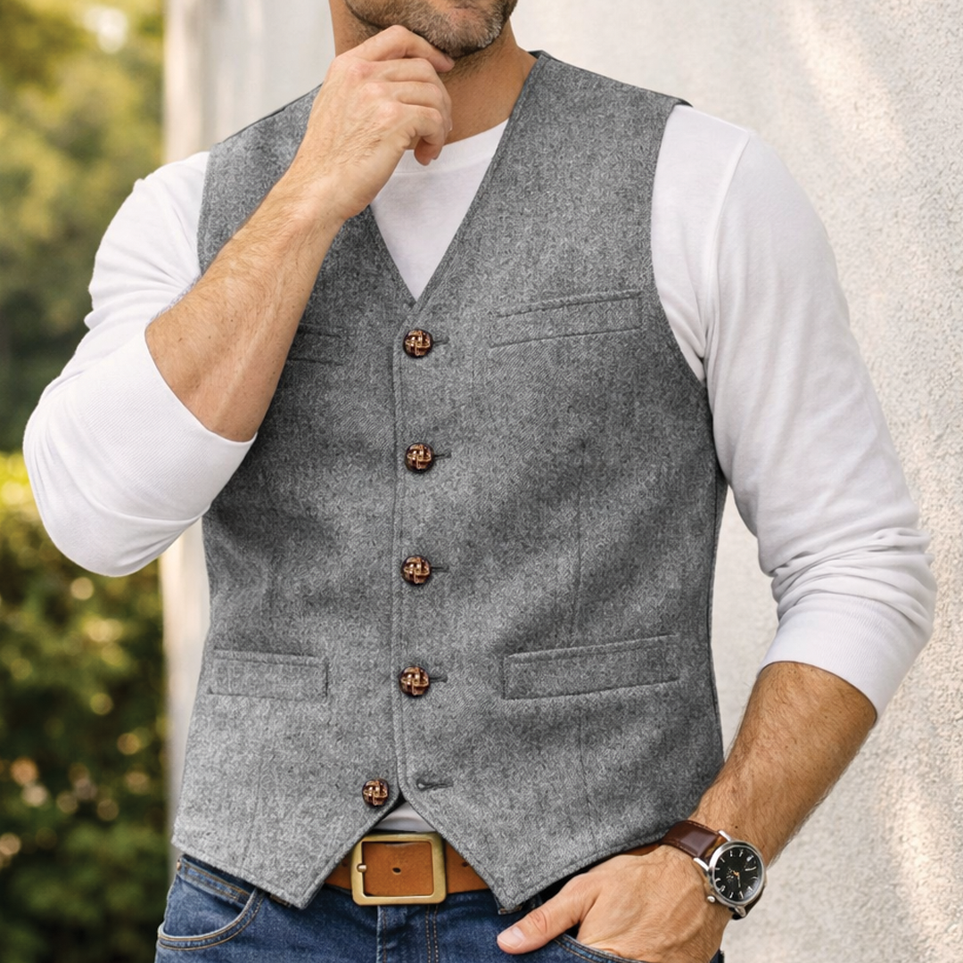 Men's Denim Gilet – Slim Fit, Button Front