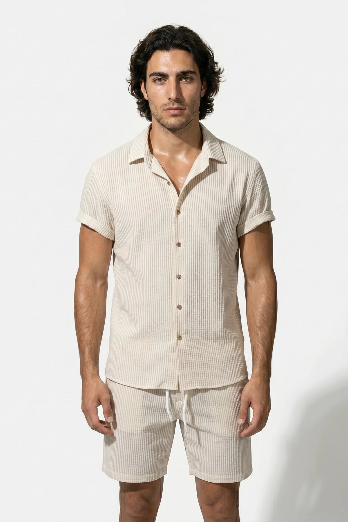 Men's Linen Look Shirt & Shorts Set – Relaxed Summer Fit
