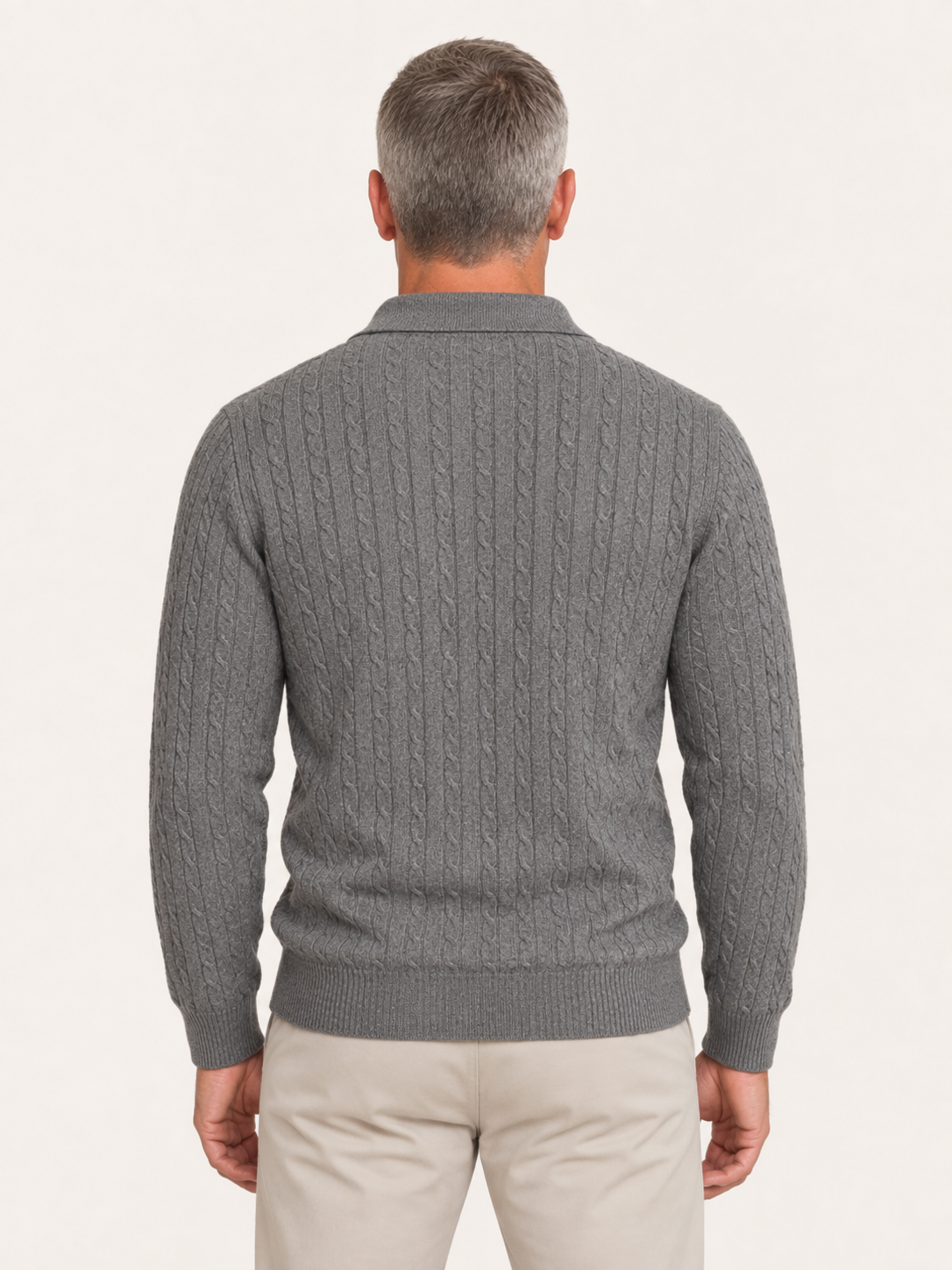 Men's Knitted Polo Jumper – Cable Knit, Johnny Collar