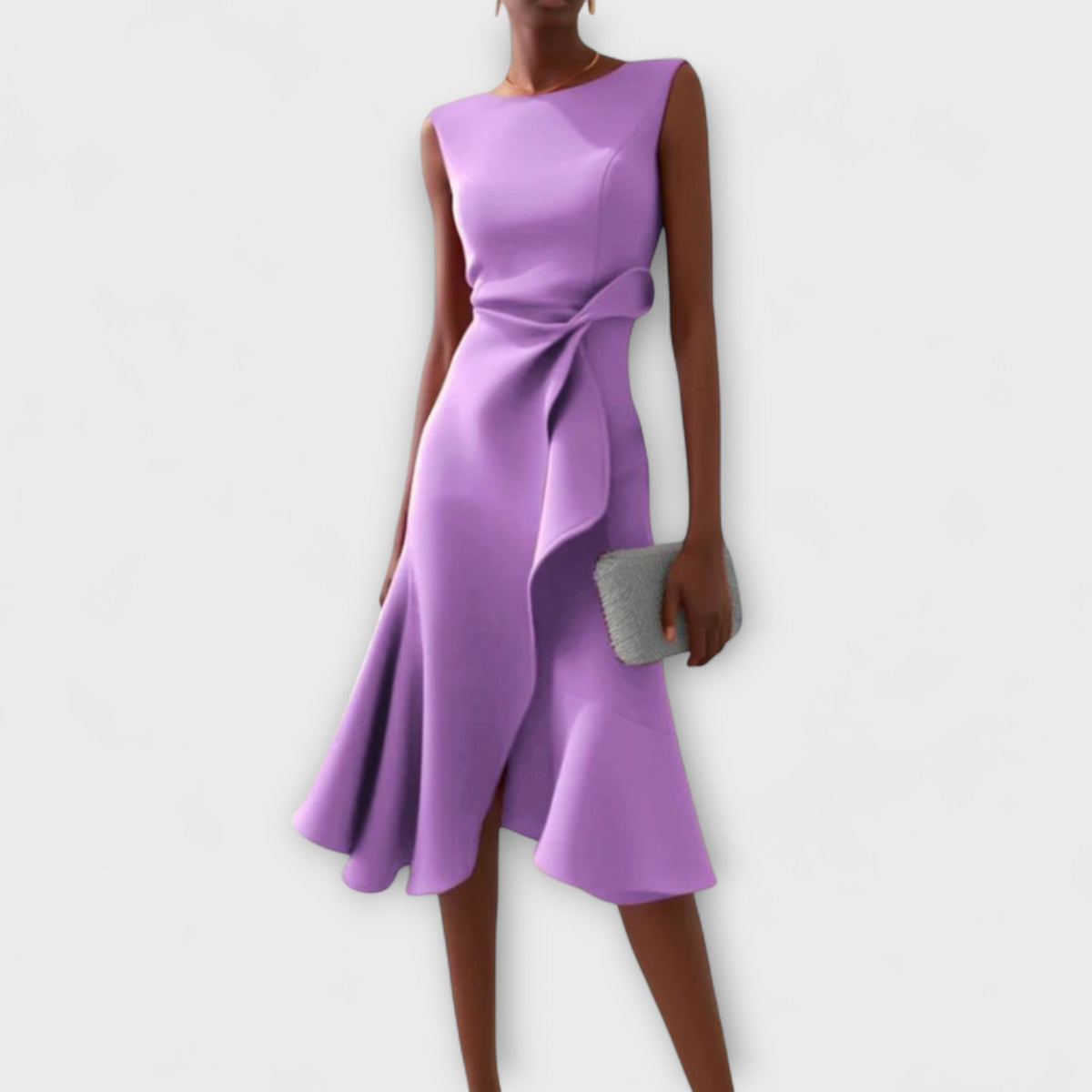 Women's Asymmetric Midi Dress – Sleeveless, Occasion Wear