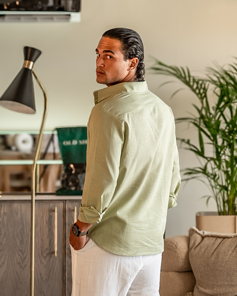 Men's 100% Linen Shirt – Long Sleeve, Regular Fit