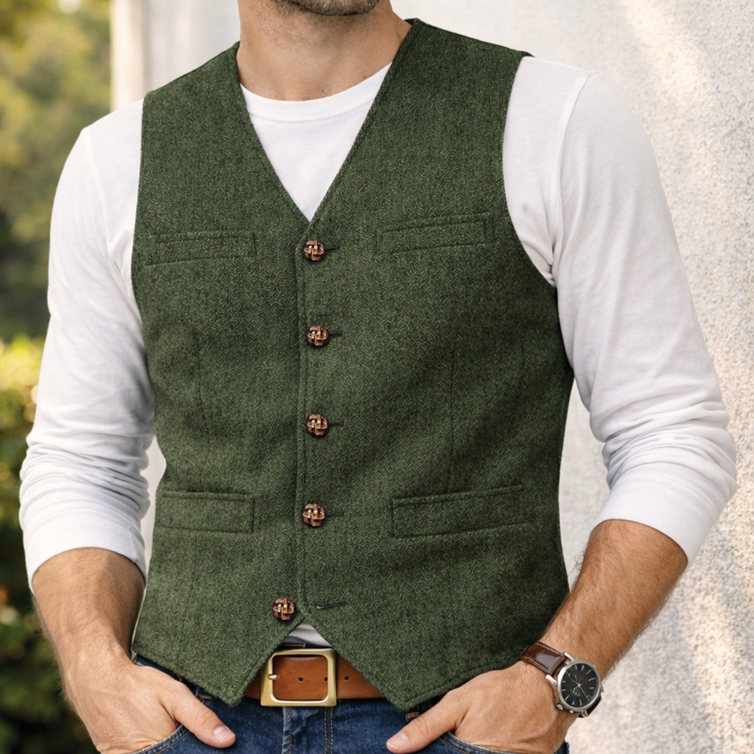 Men's Denim Gilet – Slim Fit, Button Front