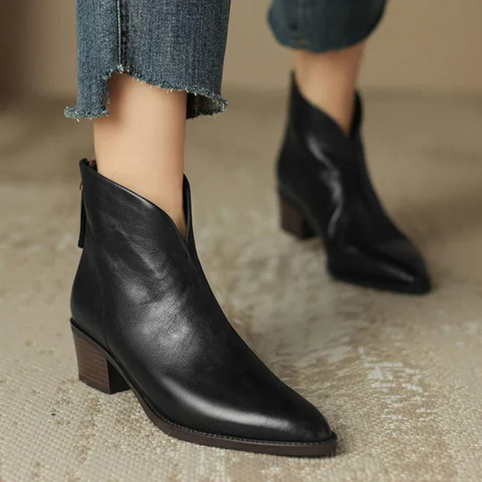 Women's Pointed Toe Ankle Boot Trainers – Vegan Leather, Low Heel