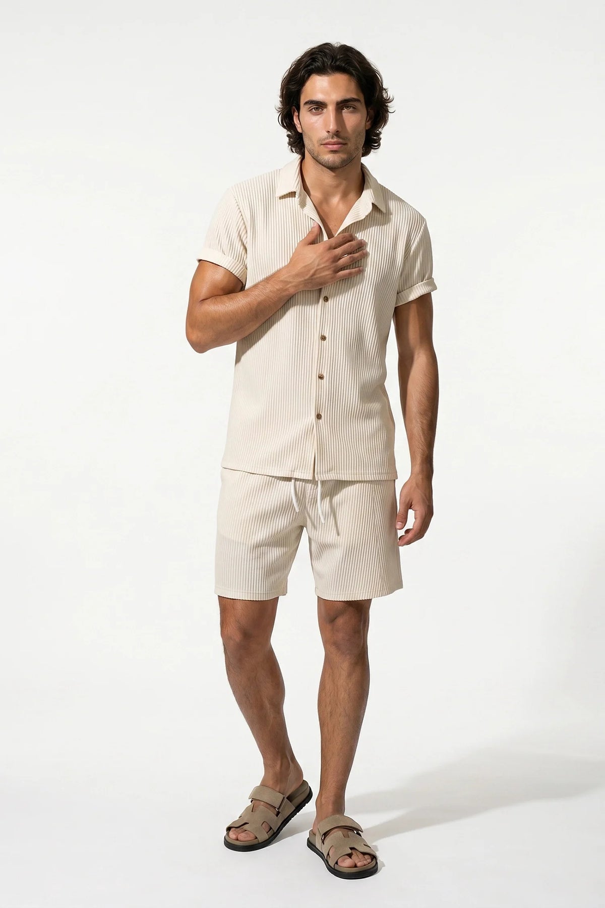 Men's Linen Look Shirt & Shorts Set – Relaxed Summer Fit