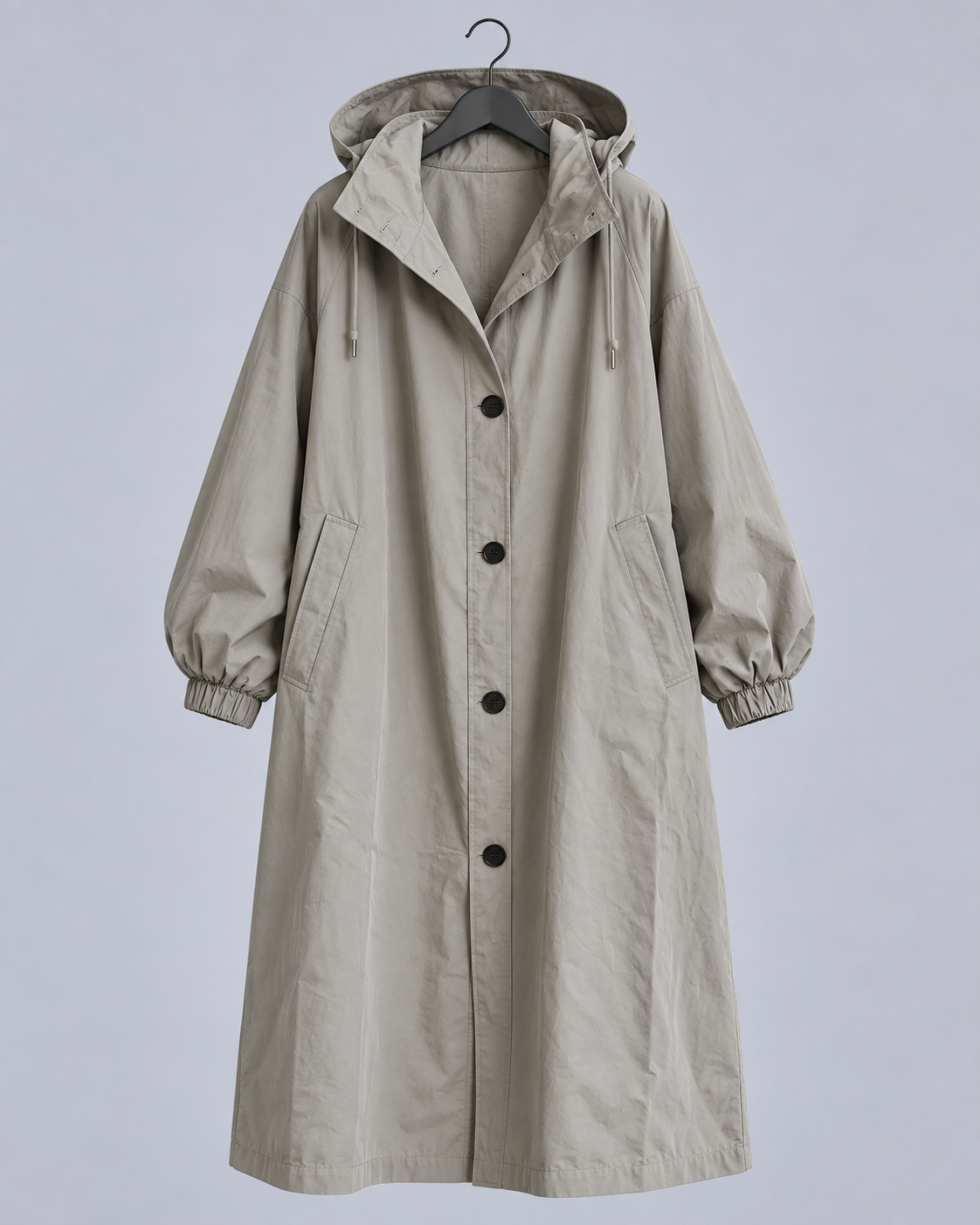 Women's Lightweight Synthetic Longline Trenchcoat| Elegant Packable Hooded Overcoat