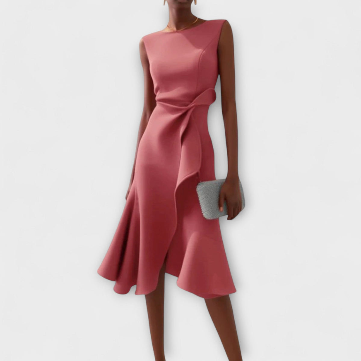 Women's Asymmetric Midi Dress – Sleeveless, Occasion Wear