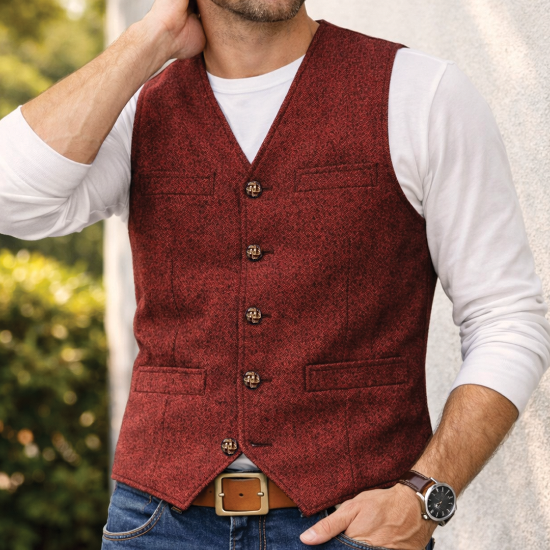 Men's Denim Gilet – Slim Fit, Button Front