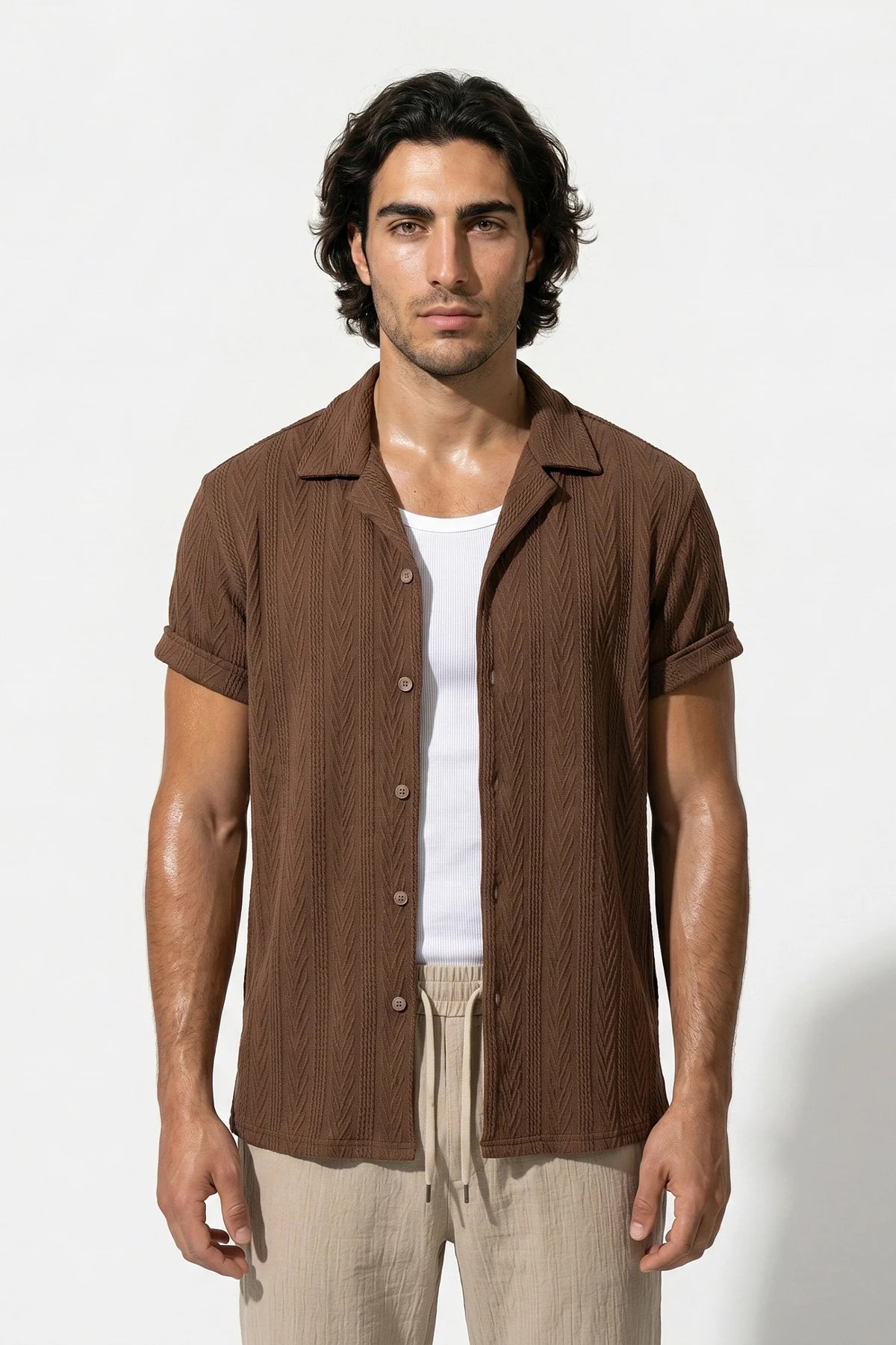 Men's Linen Look Co-ord Set – Shirt & Trousers, Tailored Fit