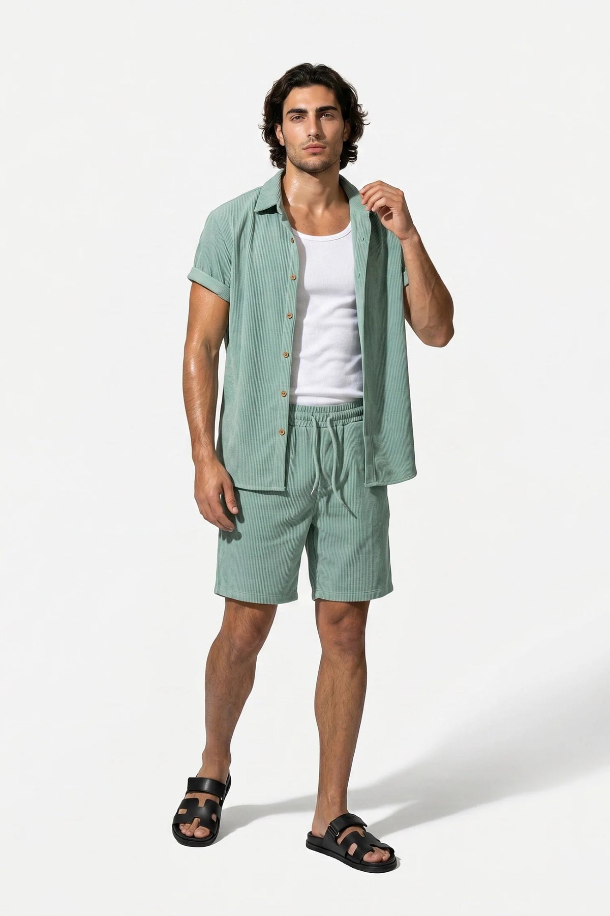 Men's Linen Look Shirt & Shorts Set – Relaxed Summer Fit
