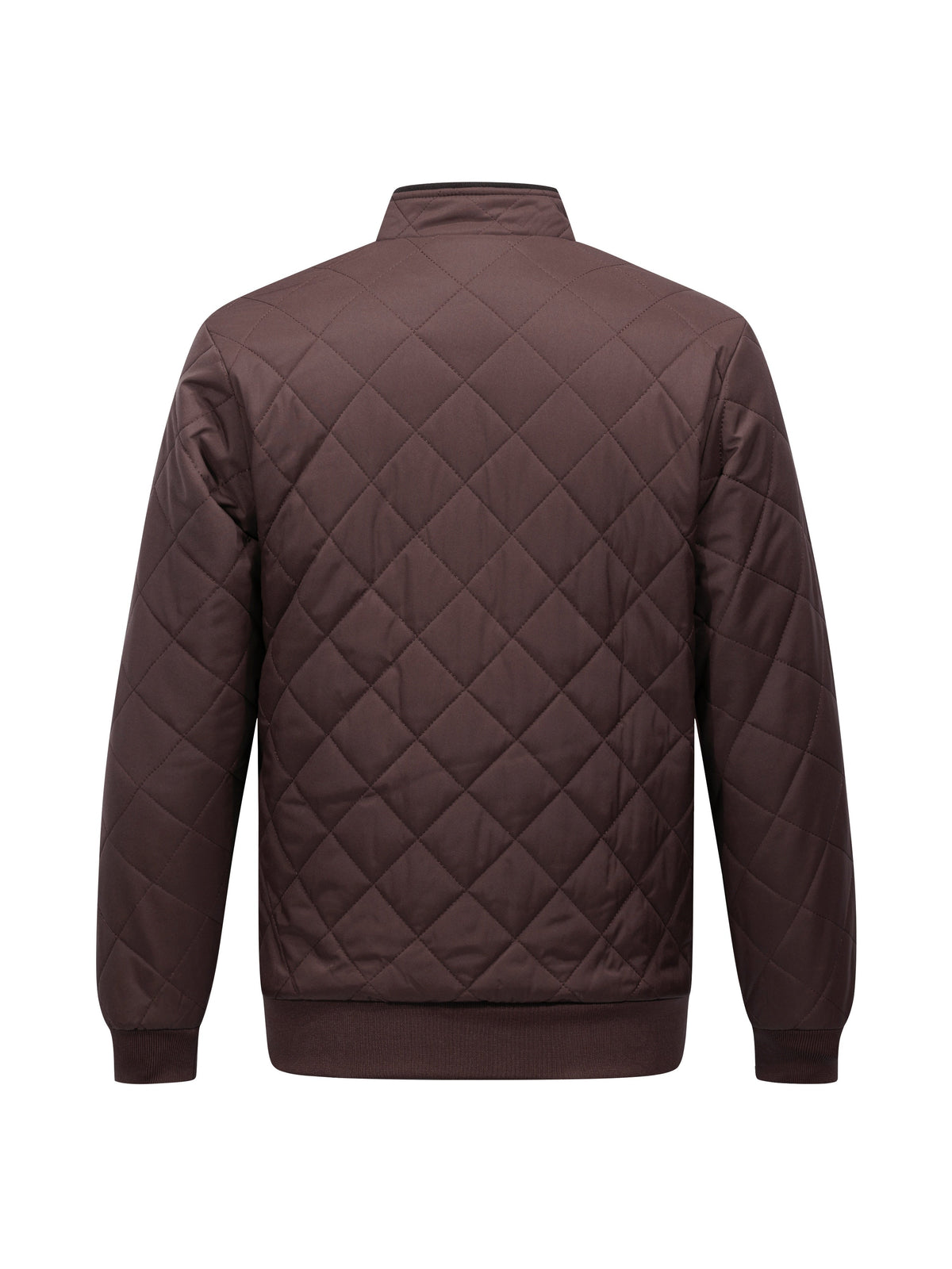 Men's Diamond Quilted Jacket – Stand Collar, Relaxed Fit