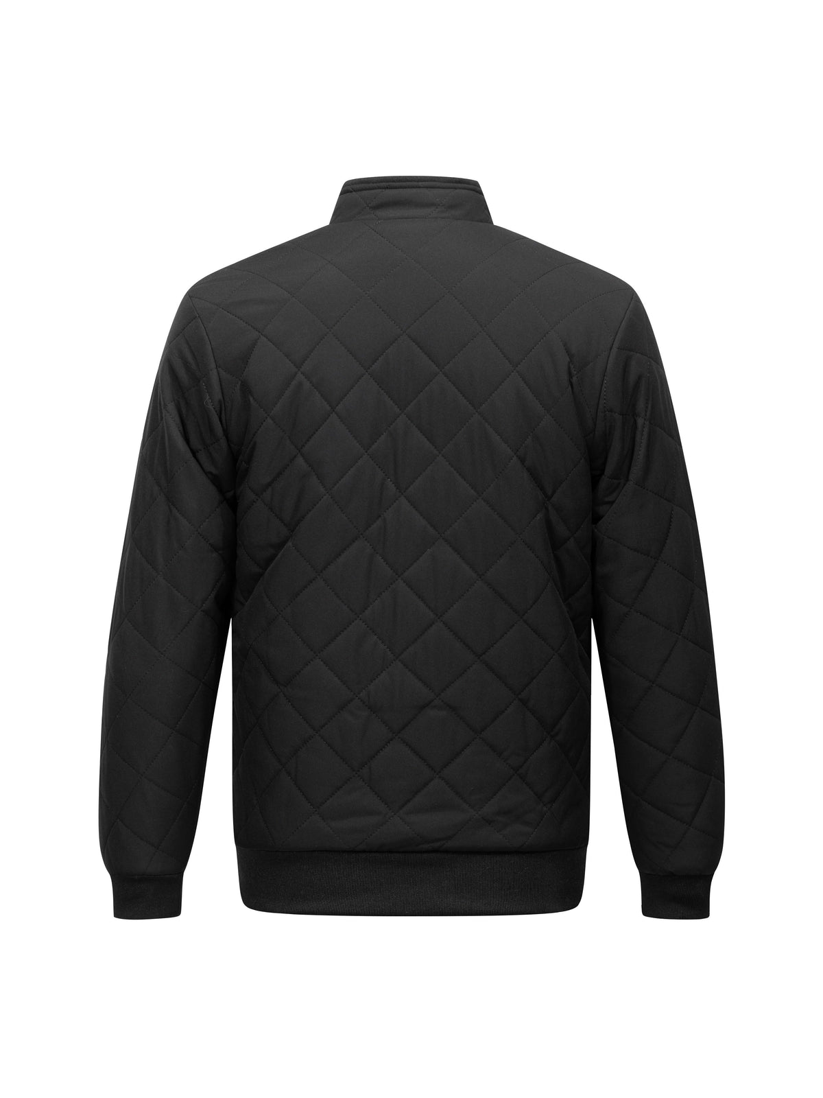 Men's Diamond Quilted Jacket – Stand Collar, Relaxed Fit