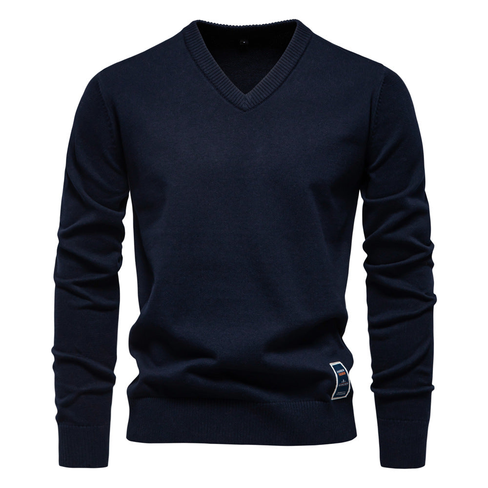 Men's Wool Blend V-Neck Jumper – Classic Knit